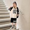Girls' 2025 Summer Fashion Sportswear Two-Piece Set - Trendy Short-Sleeved Outfit for Big Kids