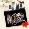 Chic Leopard Print Nurse Makeup Bag Gift for Nurses Polyester Portable Storage Bag Travel Cosmetic Pouch