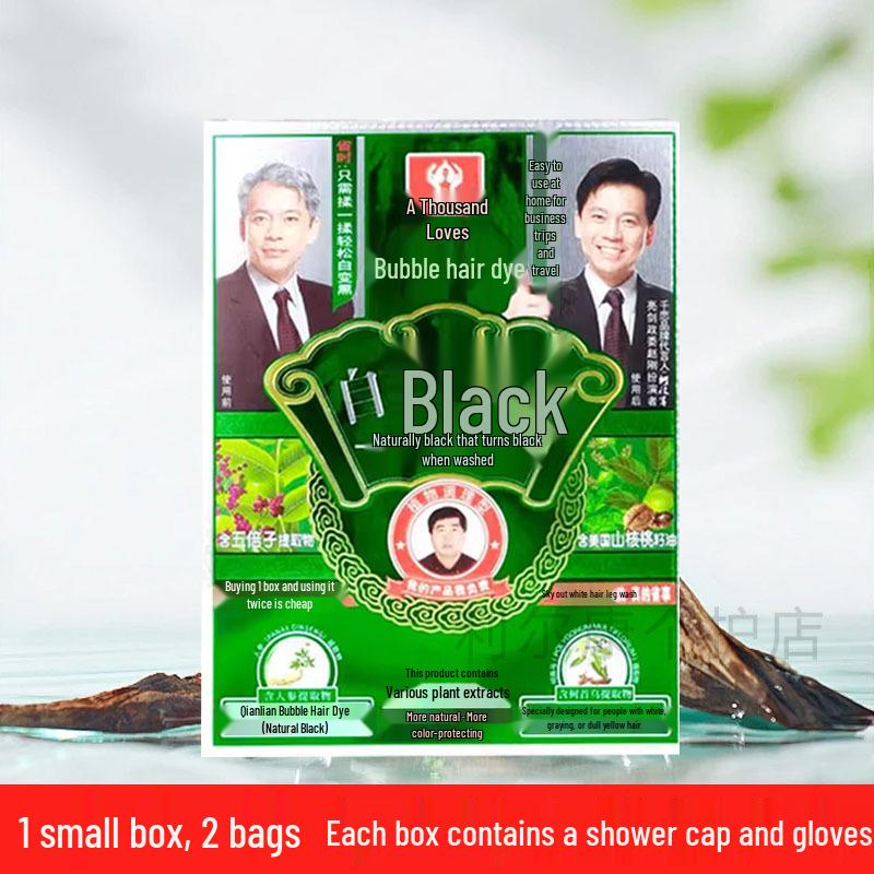 Qianlian Natural Black Bubble Hair Dye Mask - Gentle One-Wash Black Hair Cream 30ml чёрный