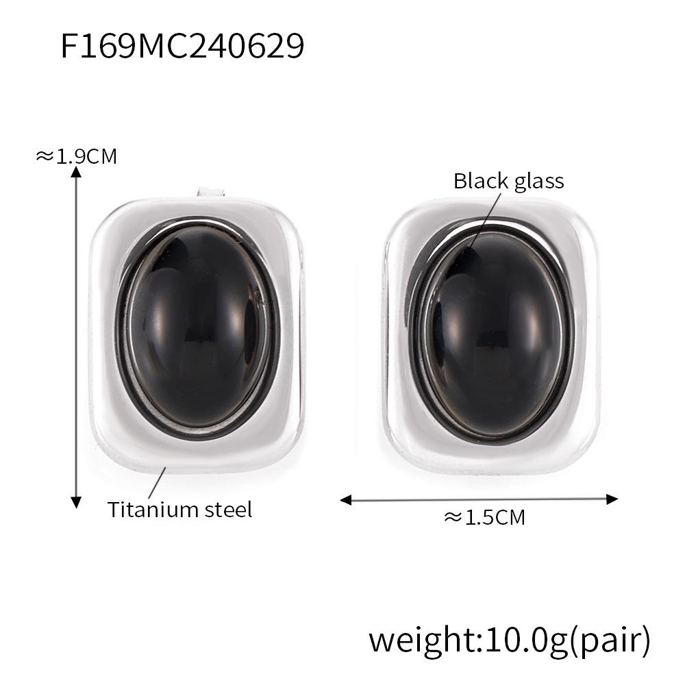 18K Gold-Plated Black Square Glass and Titanium Steel Stud Earrings – Niche Design