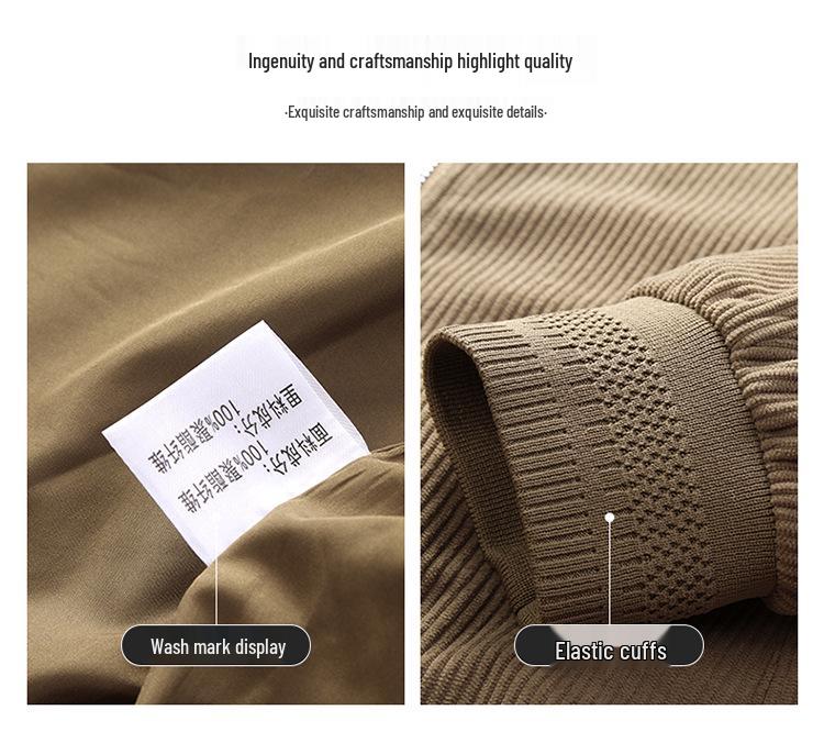 Men's Loose-Fit Corduroy Baseball Jacket - Spring/Autumn Casual Versatile Plus Size