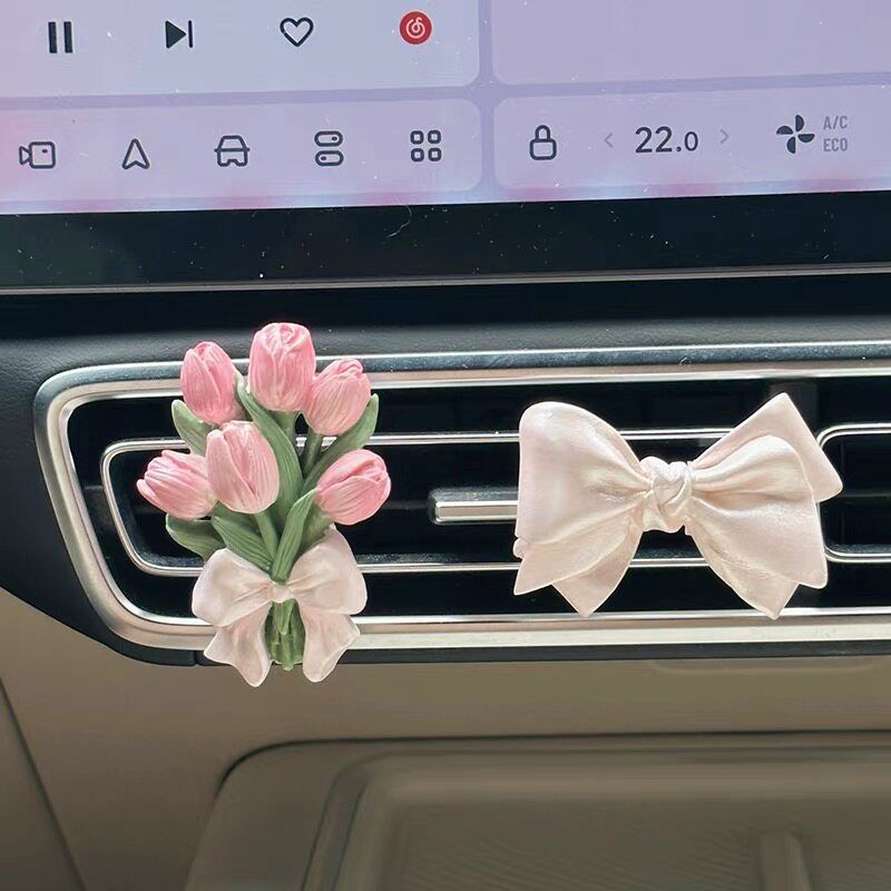 Aromatherapy Car Interior Tulip Hydrangea Car Air Conditioning Vent Decoration Flower Diffuser Stone Goddess Fragrance Premium