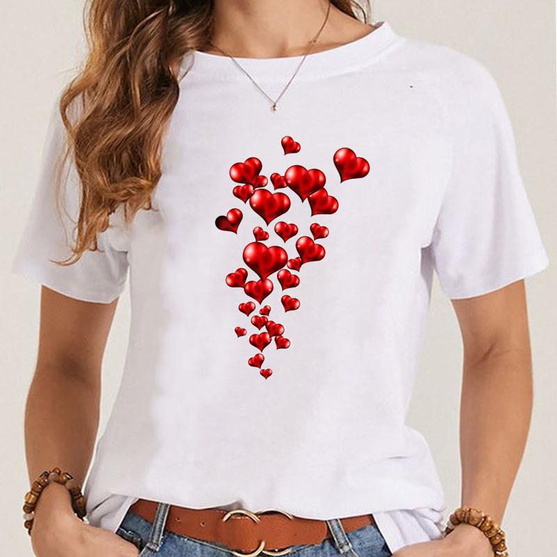 Sommer Niedliches Muster T-Shirt Druck Damen Frauen T-Top Lässig Kurzärmelig Damenmode T-Shirt