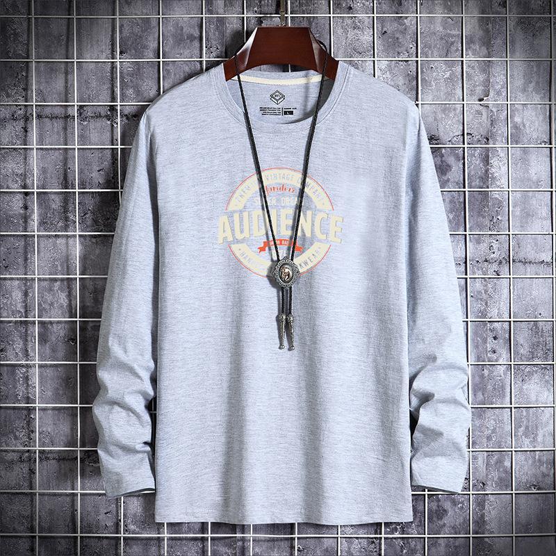 QICED Autumn clothesAutumn O-neckCasual printed men's long tops Bottom shirt long sleeve shirts