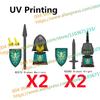 N511U-518U N335-337 Mittelalterliche Burg Ritter Bausteine Figuren Vierseitiger UV-Druck Waffen Zubehör Spielzeug Kindergeschenke F030