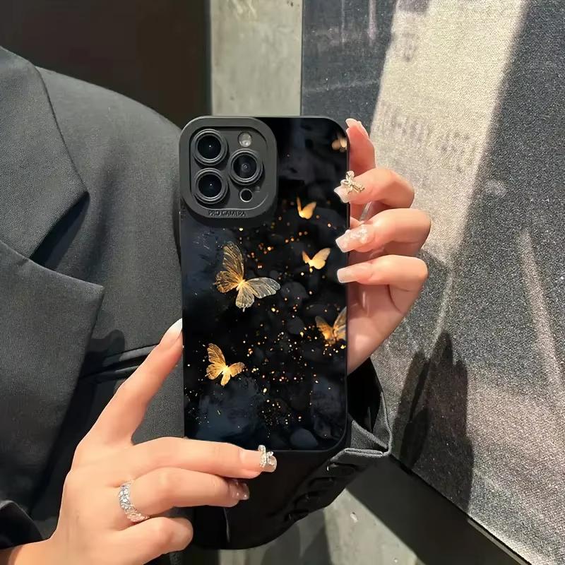 Gold Butterfly Graphic Phone Case For Samsung Galaxy A15 A35 A54 A55 S25 Ultra S24 FE S23 Plus S22 S21 S20 Cover