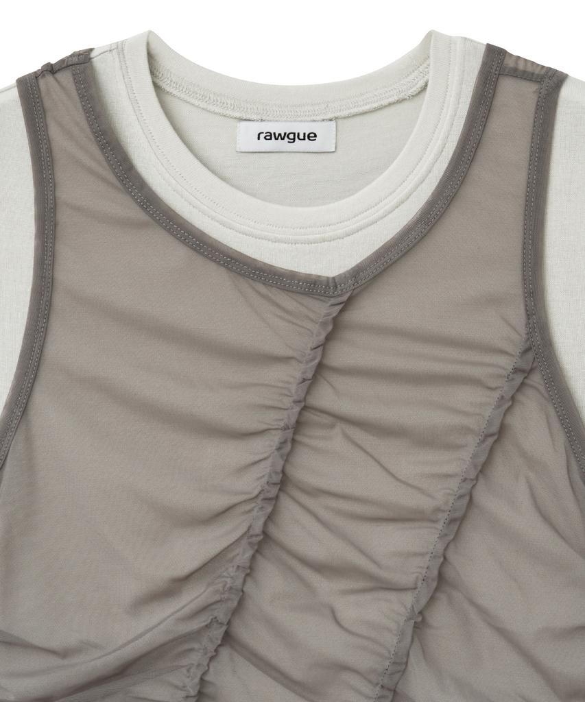 Lougeu Chiffon Layered Set T-Shirt_Gray
