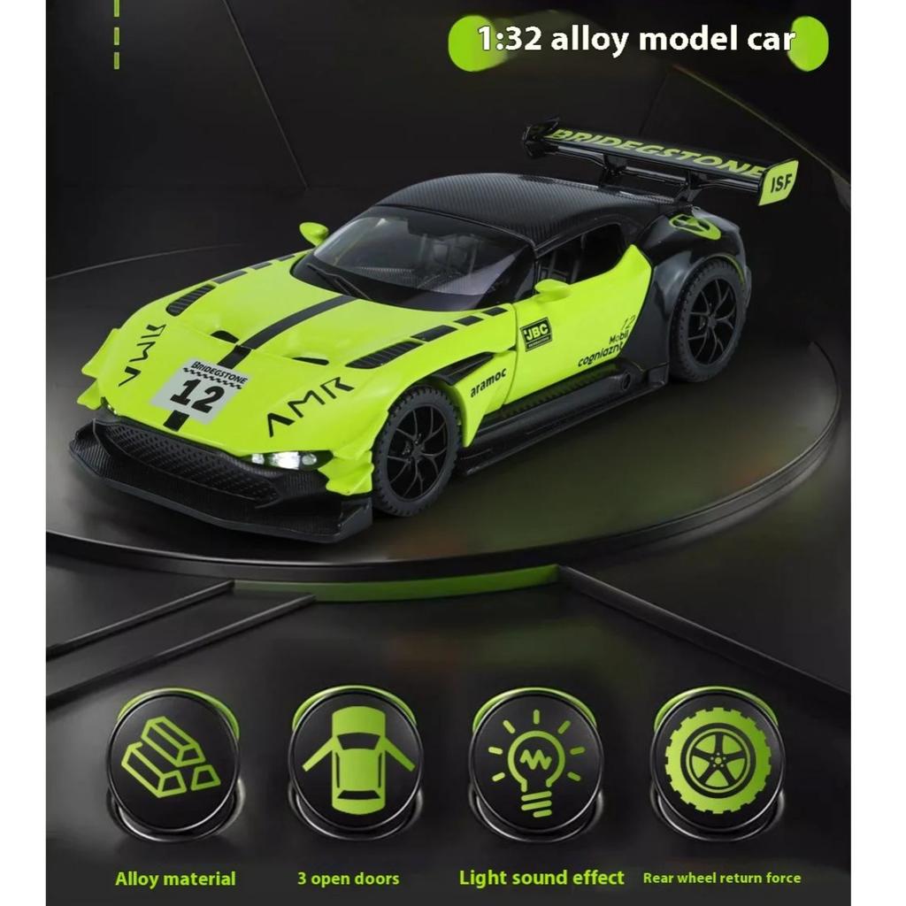 1/32 Scale Simulation Martin Vulcan Alloy Car Model, Children's Sound and Light Toys, Desktop Collection Ornaments for Boys Gifts