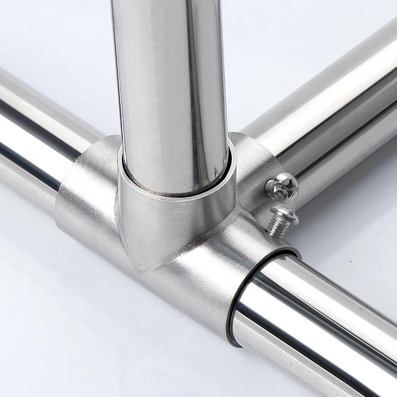 Stainless Steel Round Pipe Connector for Clothes Rack and Shelf Joint Tee