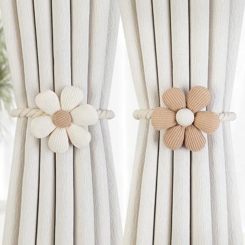 2PCS Flower Curtain Magnetic Tie Rope Backs Holdbacks Buckle Clips Accessory Rods Accessoires Hook Holder Home Decorations