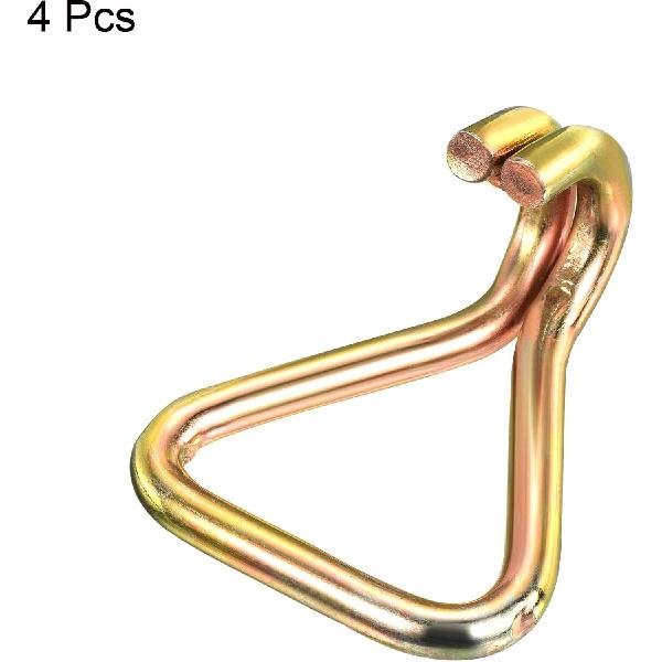 MECCANIXITY Ratchet Double J Strap Hook Load 4409 Lbs for 2" Tie Down Strap Webbing Car Truck Trailer Pack of 4 Zinc Color