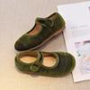 New 2024 Autumn Children Princess Shoes Girl's Ballet Flats Fashion Concise Style Velvet Shallow Elegant All-match Kids Flats
