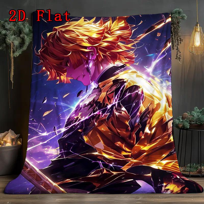 Demon Slayer: Kimetsu no Yaiba 2D Flat Pattern Flannel Blanket High quality All Seasons Warmth and Comfort Perfect for Christmas Gifts.SMT0917220