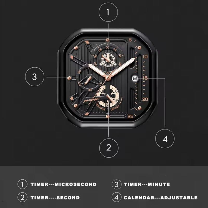 POEDAGAR Luxury Casual Men's Watch Fashion Sports Chronograph Leather Watches Waterproof Luminous Military Wristwatch Gift