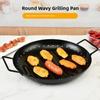 Round Wave Grill Tray for Outdoor Picnic Camping Non BBQ Cooking Basket Portable Carbon Steel Barbecue Grill Pan 37.1x30x4cm