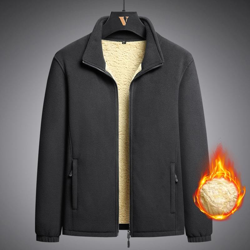 Fleece Sweatshirt Men Warm Thicken Sweatshirt Autumn Winter Men Clothing Solid Color