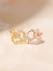Minimalpiercing 14K Half And Half Heart Cubic Piercing Earrings