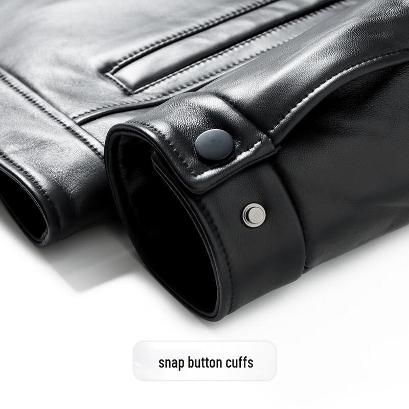 Futin Men's Genuine Sheepskin Leather Jacket with Mink Fur Collar