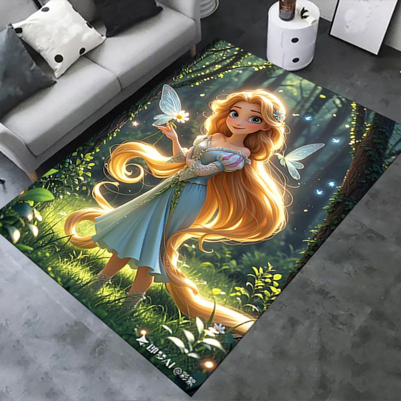 3D Printed Fairy Tale,Enchanted Forest,Rapunzel Anti-Slip Rug - Machine Washable Office Rug for Living Room, Bedroom, Office - Multiple Sizes