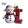 Personalized Snowman Letter Ornaments 2D Christmas Ornaments, for Tree, Customized Party Favors Kids Initial Ornament, Ornament DIY Hanging Xmas Decor