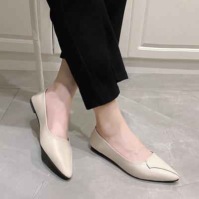 Pantofi de damă cu vârful ascuțit, mărime mare, pentru primăvara și vara 2024, noi, din piele moale, cu plată, pantofi simpli, pantofi de damă la modă, Zapatos