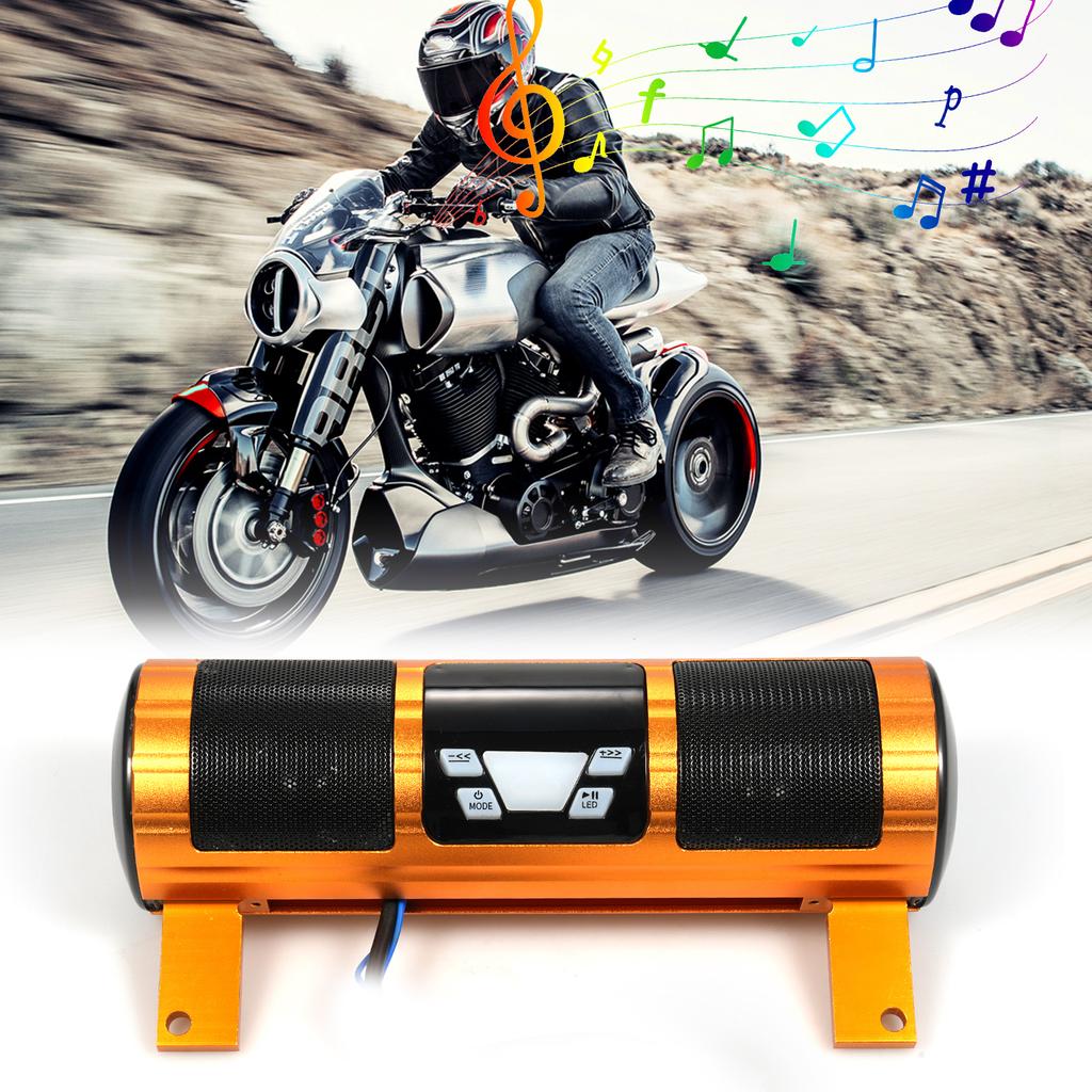 Motorcycle Stereo Speaker, Waterproof BT MP3 Music Player Audio Amplifier System, Handlebar Mounted Sound Bar with USB,
