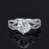 Adjustable 2 Carat Moissanite Wedding Ring with Cubic Zirconia Accents