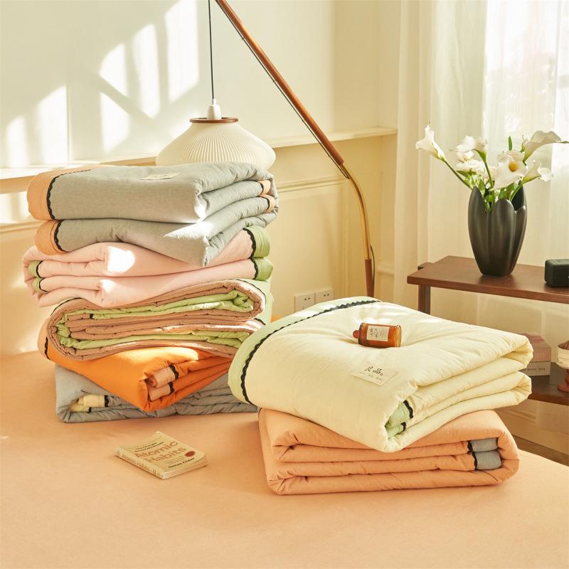 2026 Cotton Two-Tone Summer Quilt Set - Soft, Comfortable, Cool Bedding - 4-Piece 1.5*2.0 Single Summer Quilt