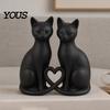 Love Heart Cat Decoration 3D Printed Couple Figurine, Minimalist Heart-Shaped Sculpture, Figurines Romantic Ornaments for Home Office Durable