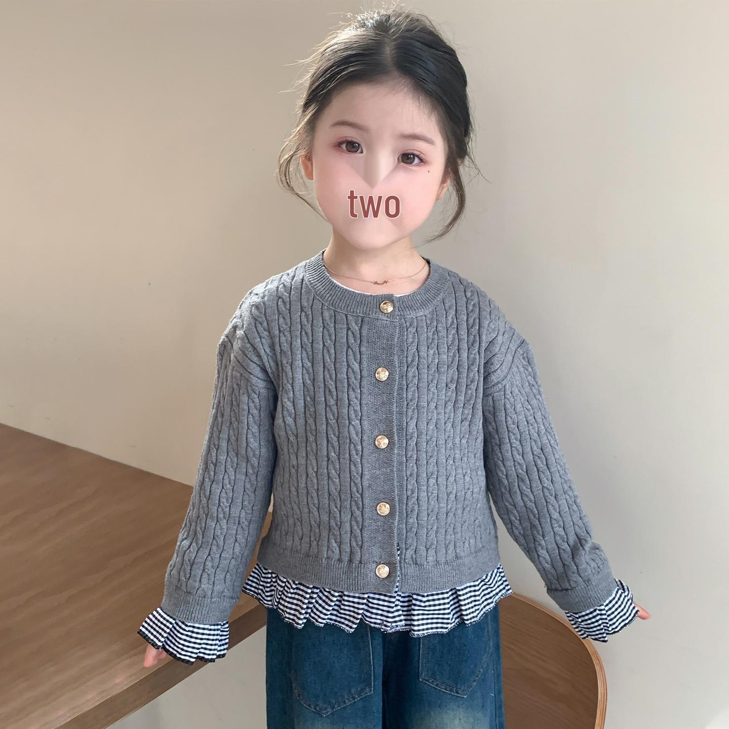 

Вязаный кардиган для девочек: Модное, повседневное пальто-свитер для весны и осени 130 cm