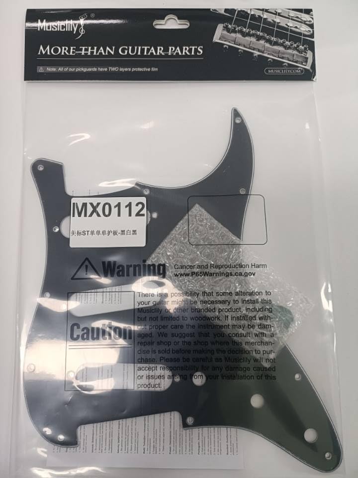 Musiclily 11-Hole SSS Stratocaster Pickguard for Fender American/Mexican Standard Stratocaster Electric Guitars, Black, 3-Piece Set