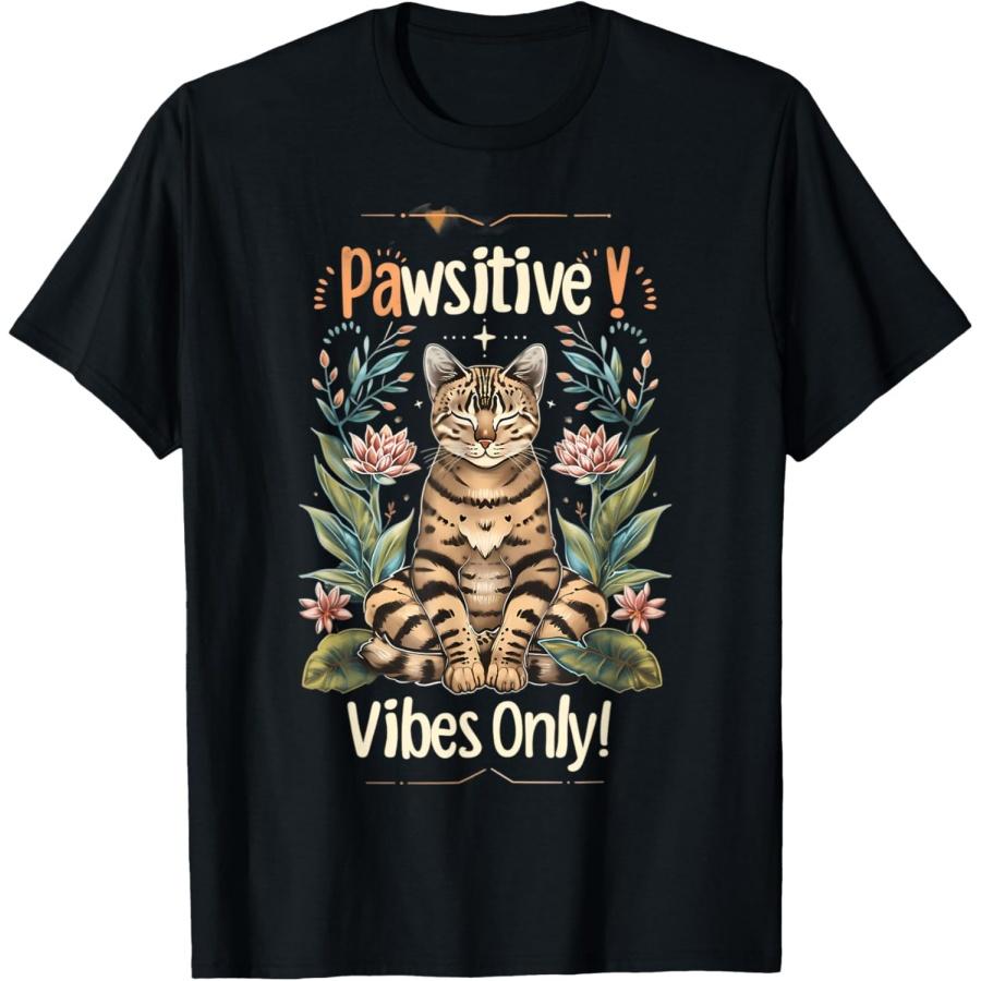 Pawsitive Vibes Only Yoga Poses Kitten Bengal Cat T-Shirt S