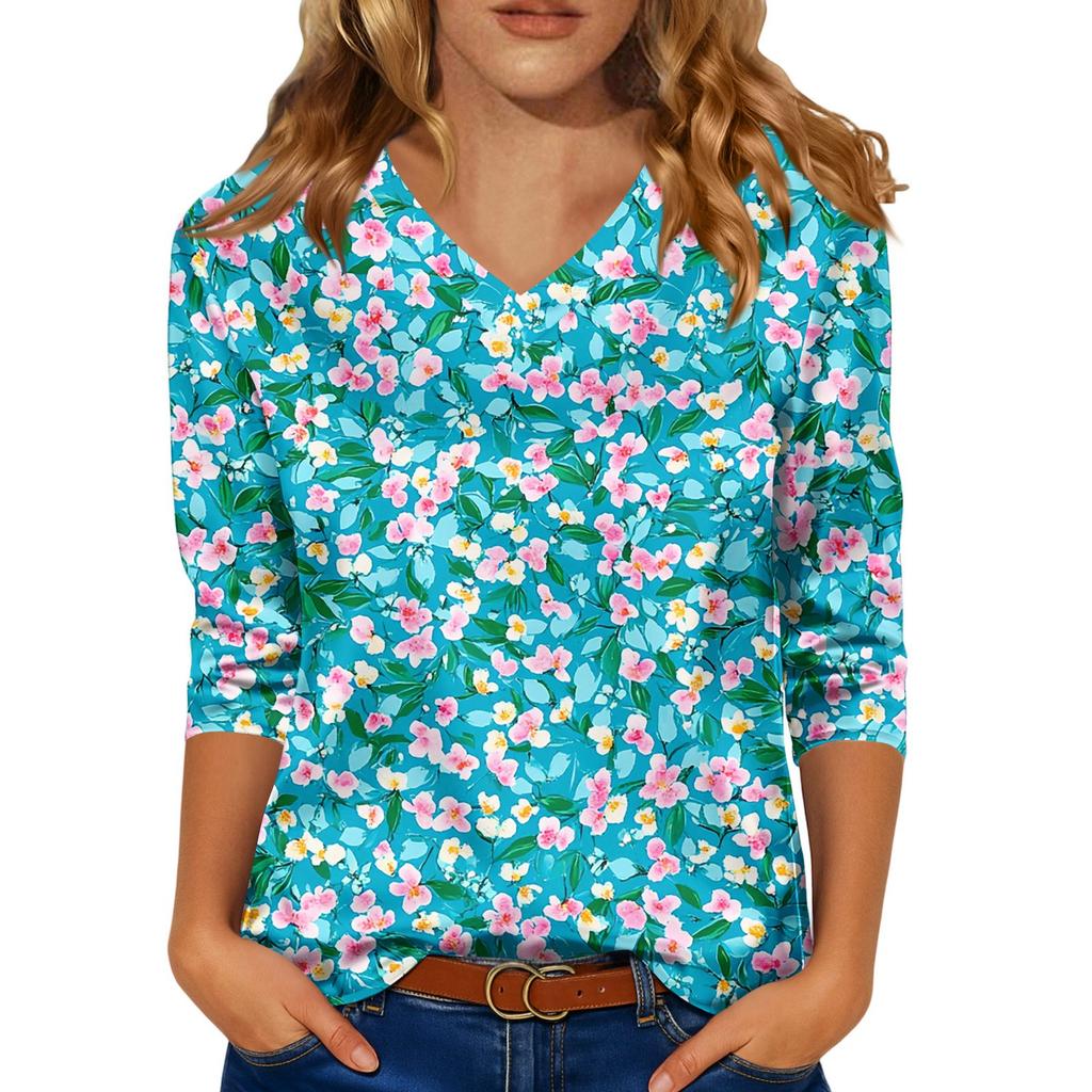 Kadınlar İçin Şık 3/4 Uzun Kollu Gömlekler İş Günlük Kıyafet Üstleri