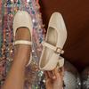 Soft PU Leather Women's Mid Heel Pumps Buckle Straps Fashion Shoes for Women Elegant Daily Wear Office Ladies Comfortable Shoes