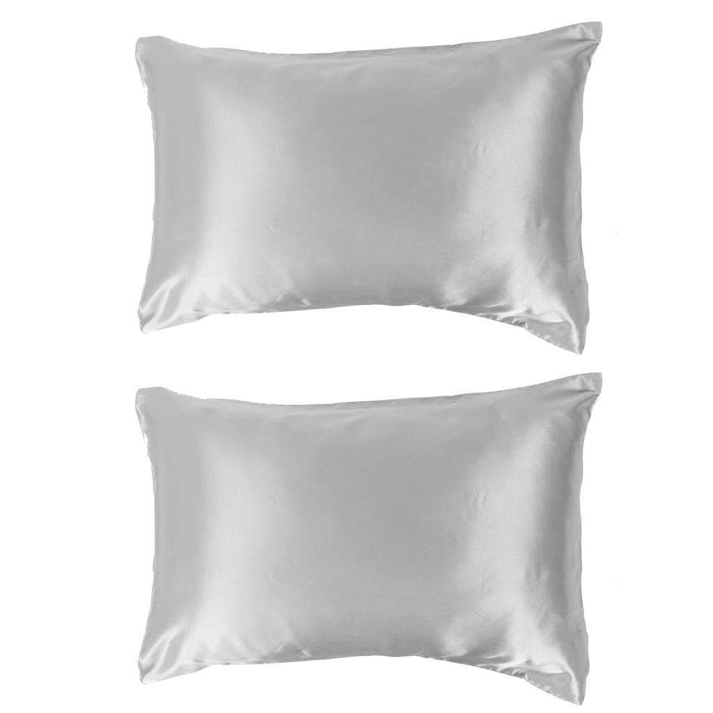 2pcs 75 X 150D Satin Pillowcase Soft Pillow Cover With Envelope Sealed Beddings Vert