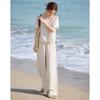 Women's Lyocell Blend Lace Spliced Top & Wide-Leg Pants Set