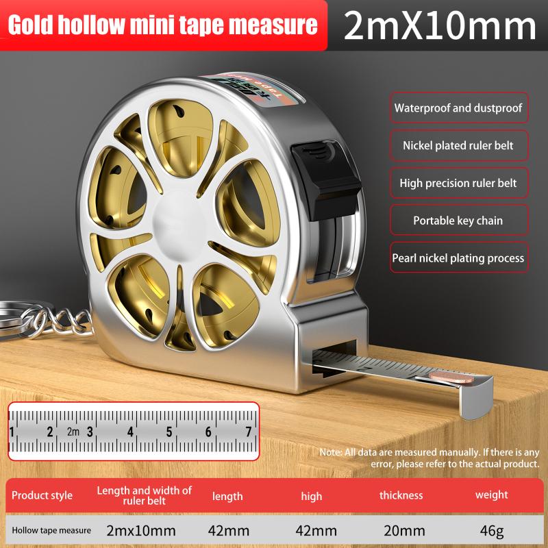 2M Metric Tape Measure Stainless Steel Retractable Metric Ruler Portable Mini Hollow Pocket Tape Measure Home Measuring Tools