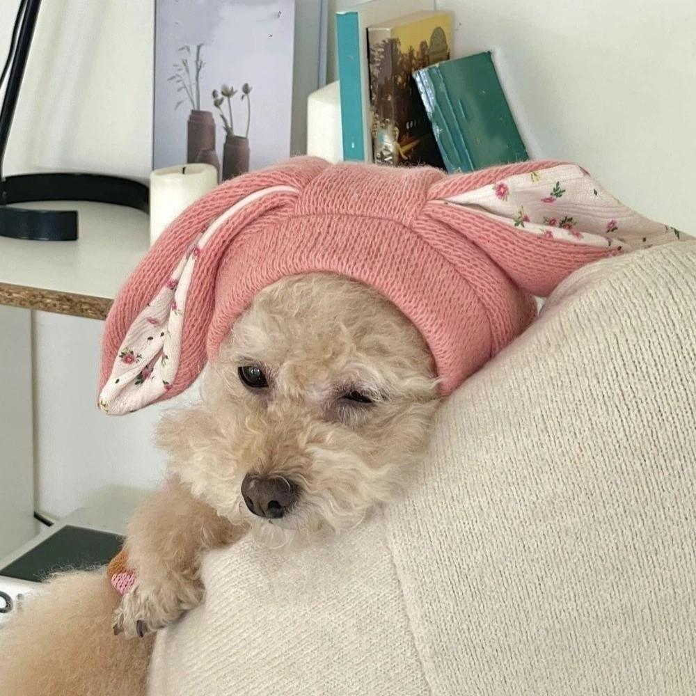 Soft Elastic Knitted Pet Hat Warm Pet Dog Costume Dog Windproof Cover Small Medium Dog