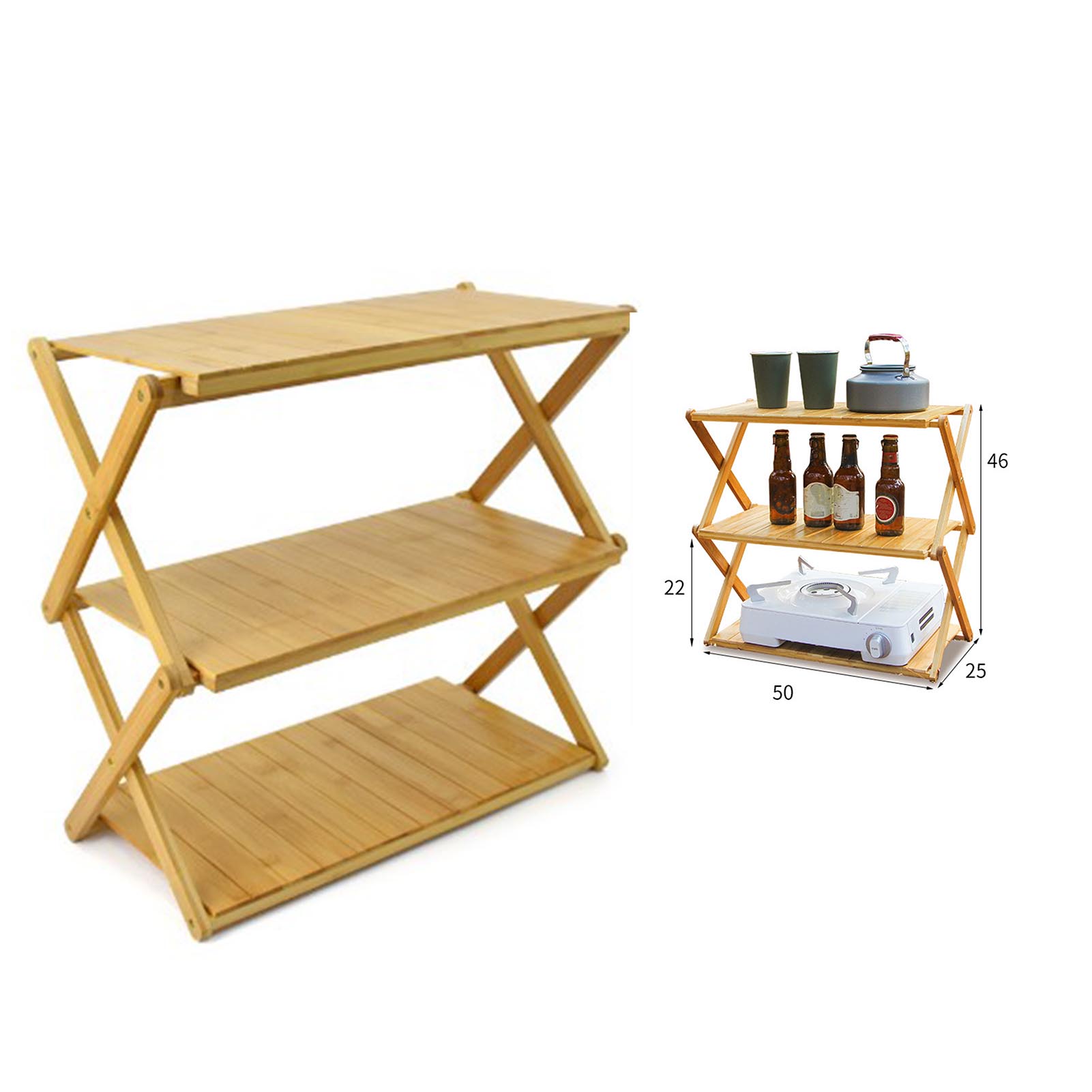 Wooden Foldable Shelf Multi Layer Space
