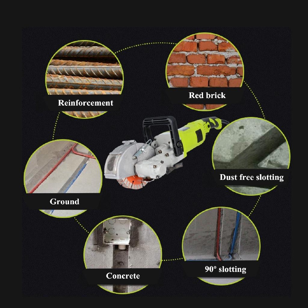 4000W Electric Slotting Brick Wall Chaser Cutting Grooving Machine 220V 4KW Steel Concrete Cutter Slotting Set Power Tools