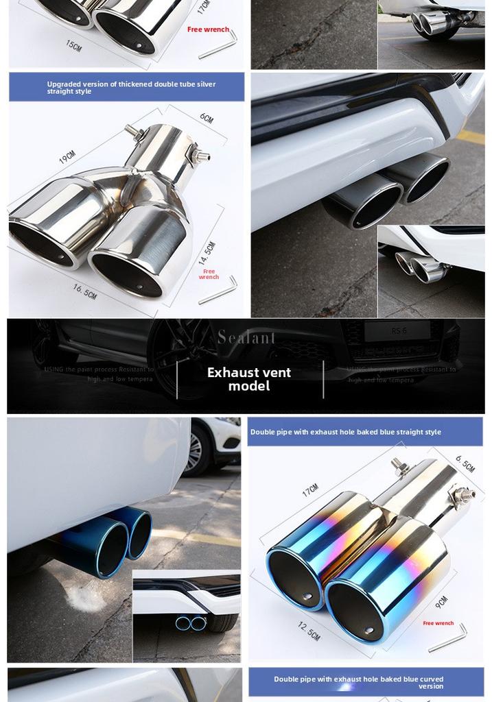 Universal Stainless Steel Exhaust Tip - Straight/Curved Muffler Pipe for Car Tail Throat Decoration