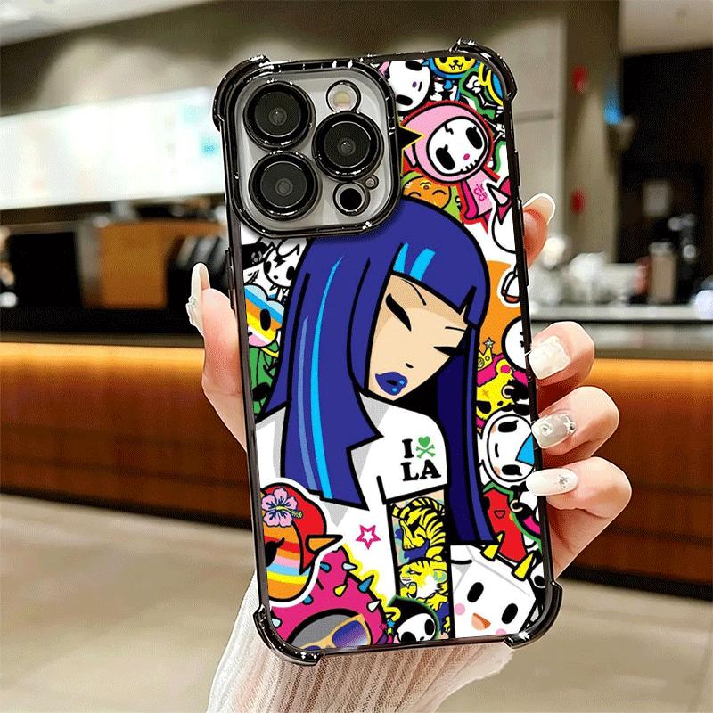 Japan T-Tokidokis Art Soft Phone Case For iPhone 15 16 17 Air 14 Pro Max 16E Plus 13 12 Mini Plating Anti-Fall Fundas
