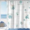 Coastal Beach Seahorse Starfish Shower Curtain, Ocean Themed Scallop Nautical Beach Scene Seashell Shower Curtains for Bathroom