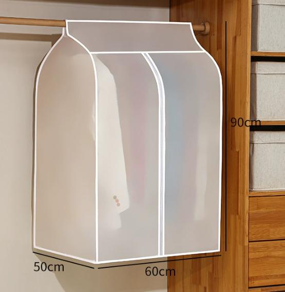 Garment Bags for Hanging Clothes Large Translucent Frosted Garment Rack Cover Bags with Zipper Polyethylene Materia