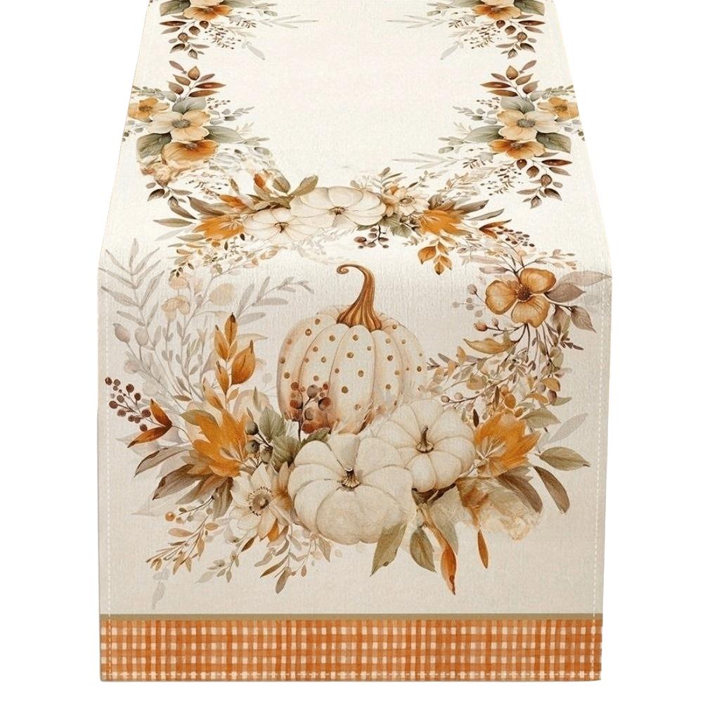 Maple Leaf Pumpkin Table Runner Flower Halloween Tablecloth Autumn Wedding