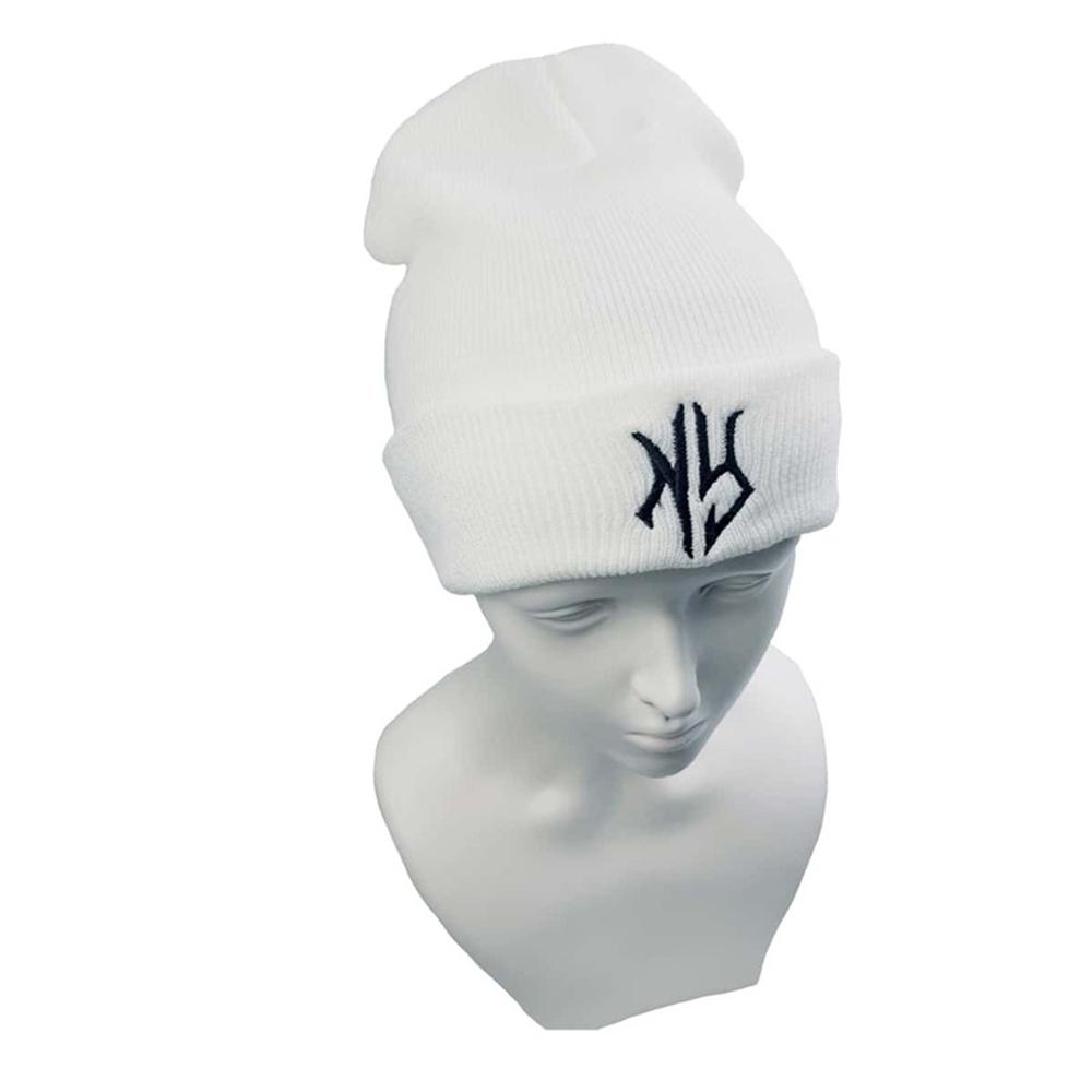 1pcs Hip Hop Embroidered Beanie Hats For Men Women Winter Warm Stretchable High Quality Knit Hat Couple Gift Accessories Black W