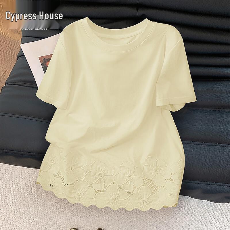 Women s Sweet Embroidered Lace T-Shirt XL