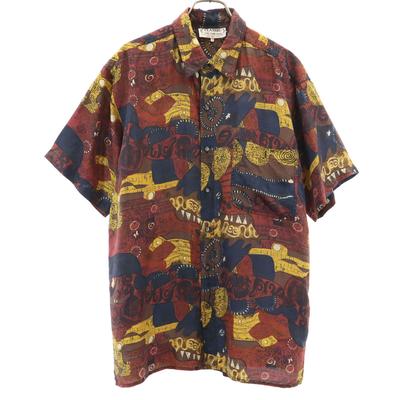 90s Silk Old Overall Handle Short Sleeve Shirt S Brown Men's Used