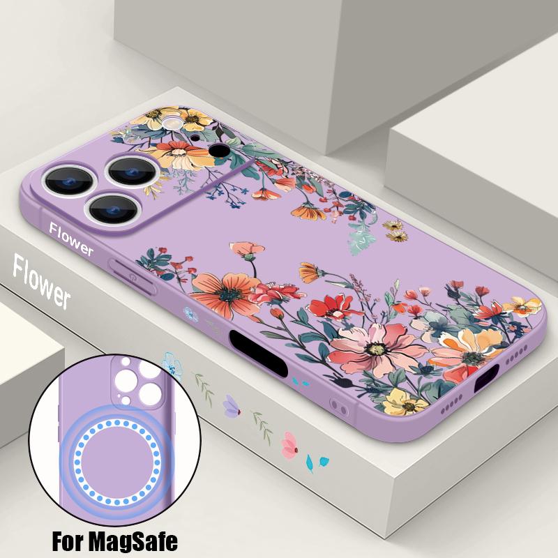 Für iPhone 17 Pro Max Hülle INS Buntes Blumenmuster Magnetisch Für Magsafe Weiche Hülle Für iPhone 16 15 14 13 Pro Max 17E 16E
