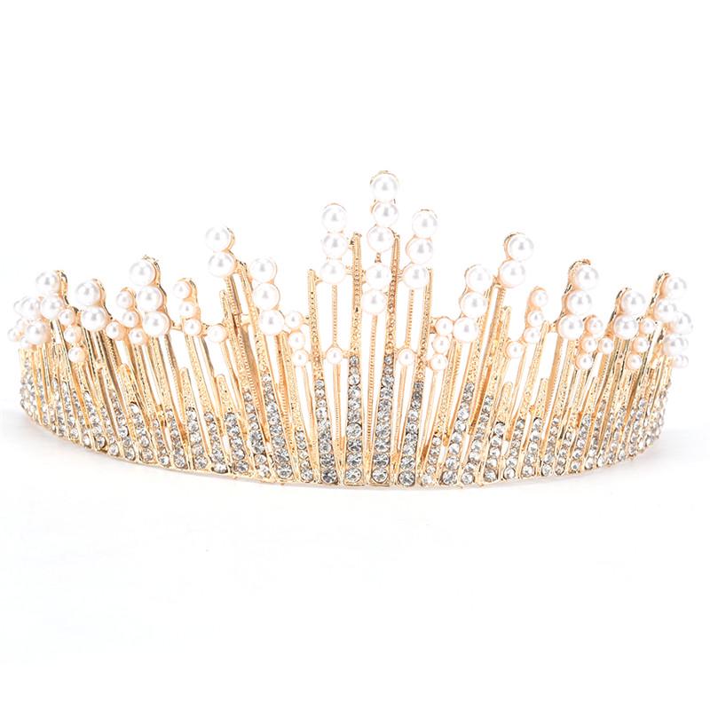 Pearl Crystal Tiara Rhinestone Hair Accessories Crown Wedding Bridal Headband
